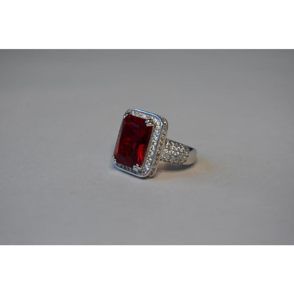 Crimson Emerald-Cut Statement Ring - image 1
